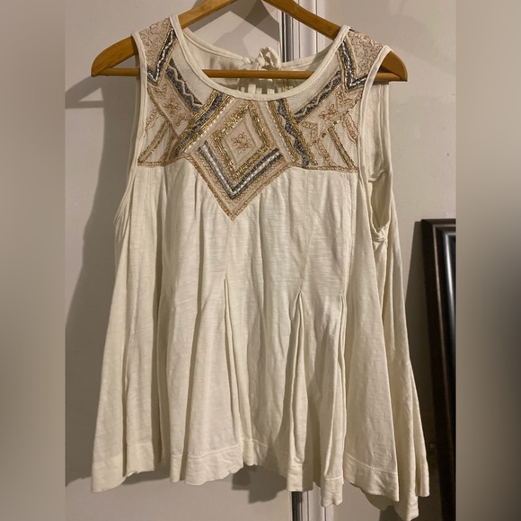 Free People Tops - Free People Embroidered Tie Cutout Back Tank